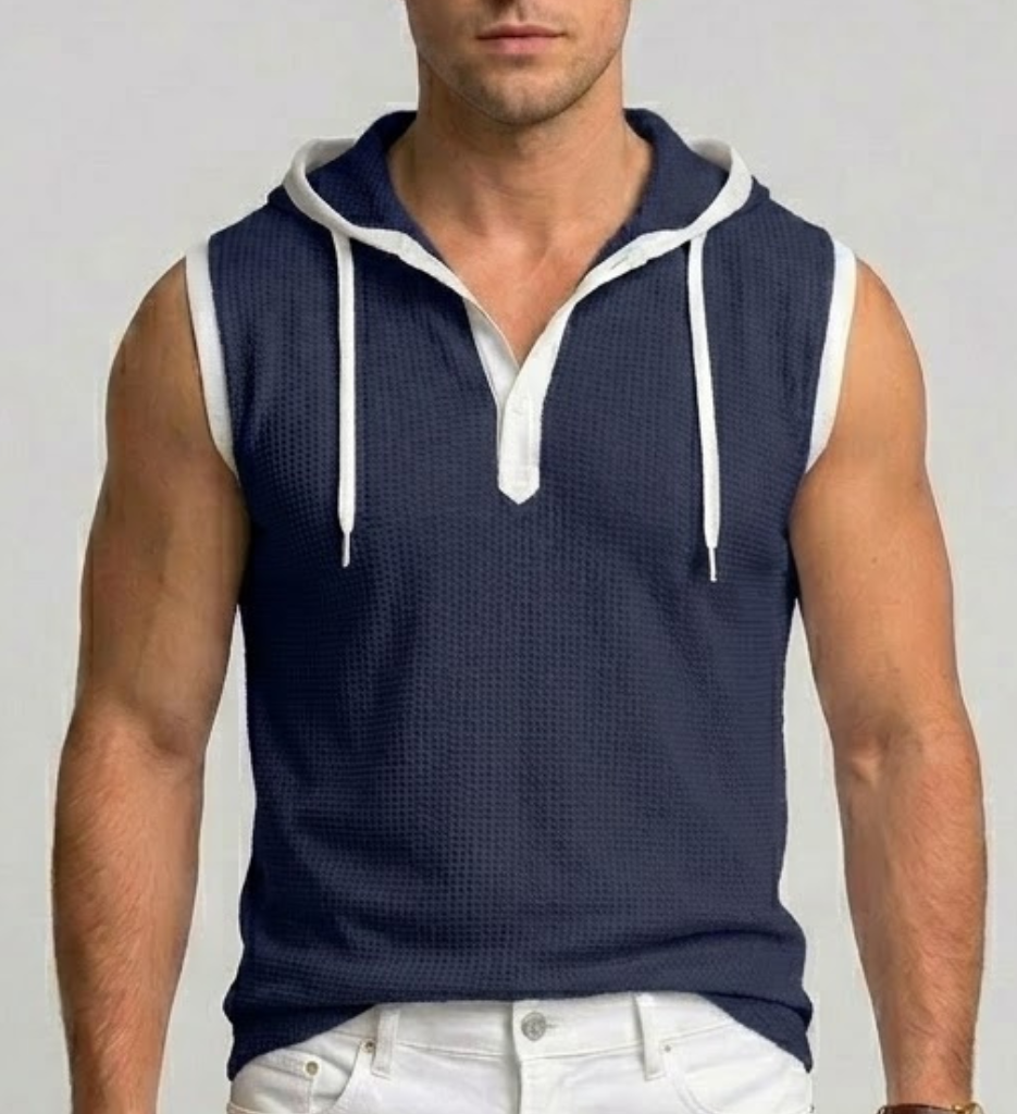 Men's Knit Sleeveless Gym Hoodie Muscle Shirt