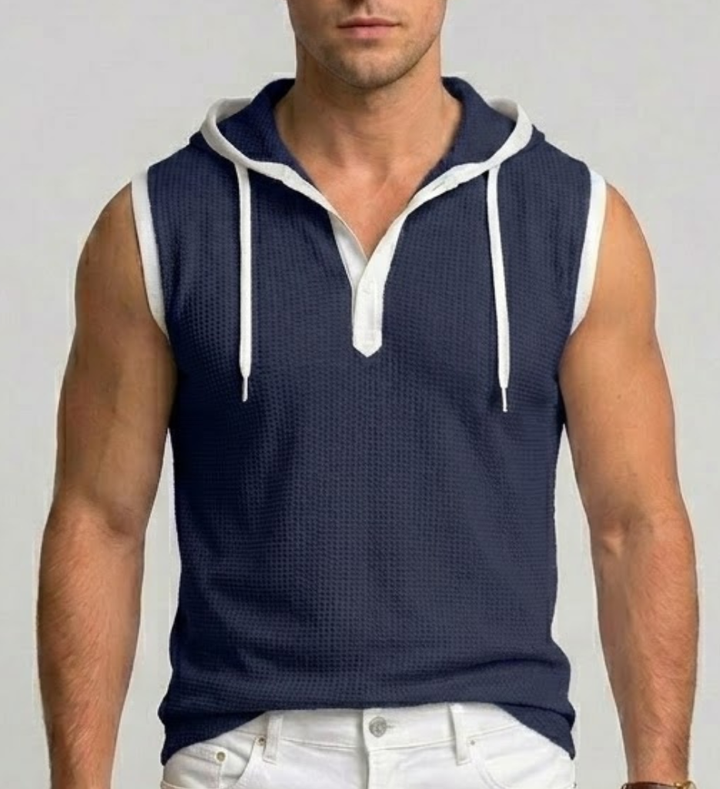 Men's Knit Sleeveless Gym Hoodie Muscle Shirt