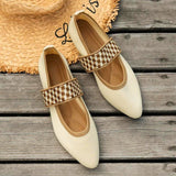 Pointed Toe Knit Women's Mary Jane Ballet Flats Slip On Shoes