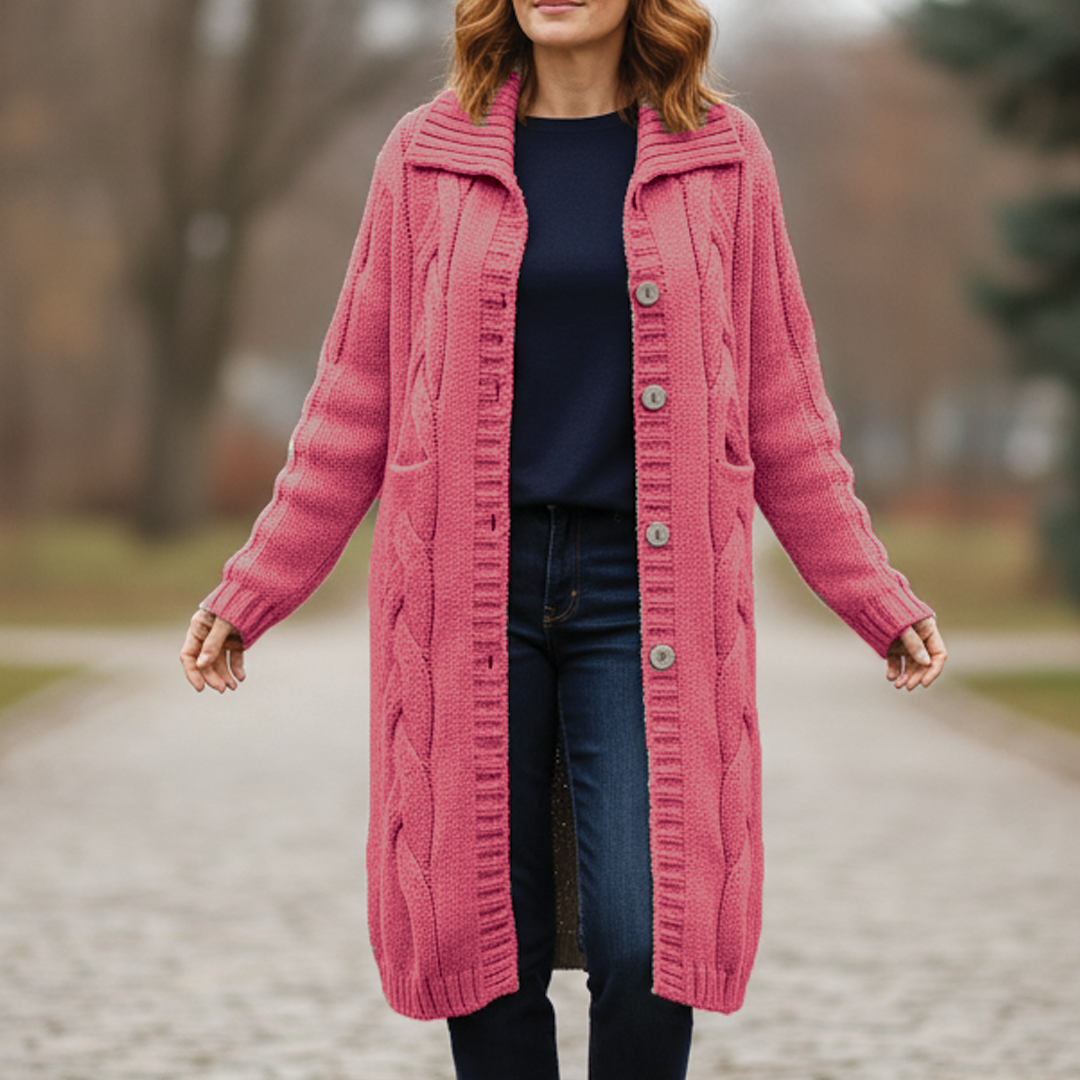 Women's Long Wool Knit Cardigan Sweater