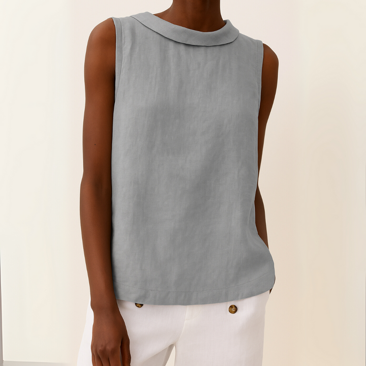 Women's Sleeveless Linen Shell Top Blouse