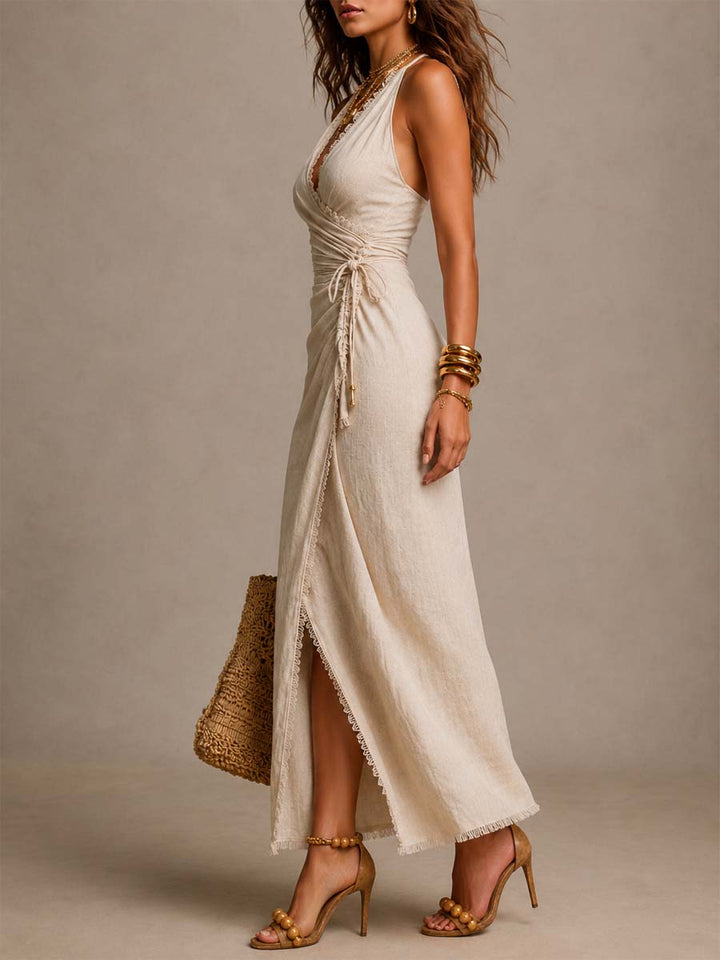 Women's Satin Split Evening Gown Formal Party Maxi Dress