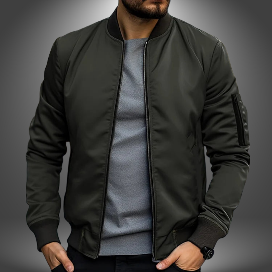 Men's Lightweight Slim-Fit Nylon Tailored Bomber Jacket