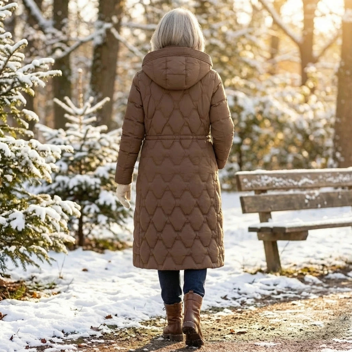 Women's Waterproof Fleece Lined Hooded Puffer Long Coat