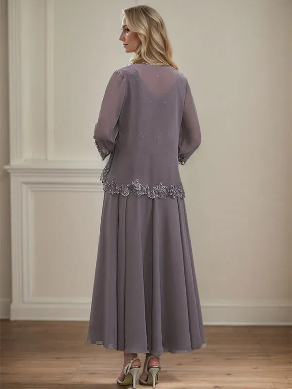 Women's Chiffon Evening Dress with Jacket
