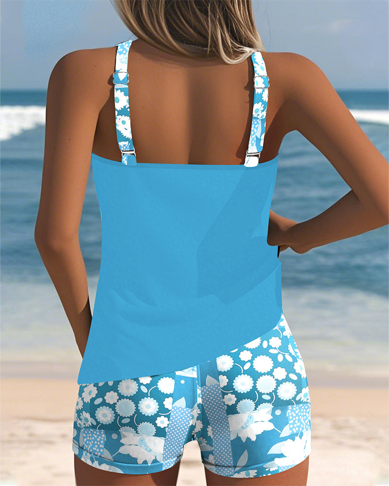 Women’s Knit Floral Sleeveless Tank & Shorts Set