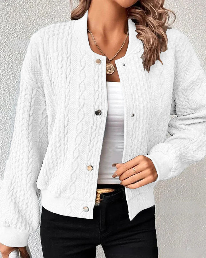 Women's Knit Bomber Jacket Merino Wool Button Up Cardigan Sweater