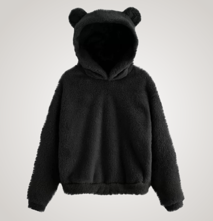 Women Fleece Bear Ear Hoodie Pullover Sweater