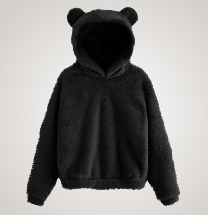 Women Fleece Bear Ear Hoodie Pullover Sweater