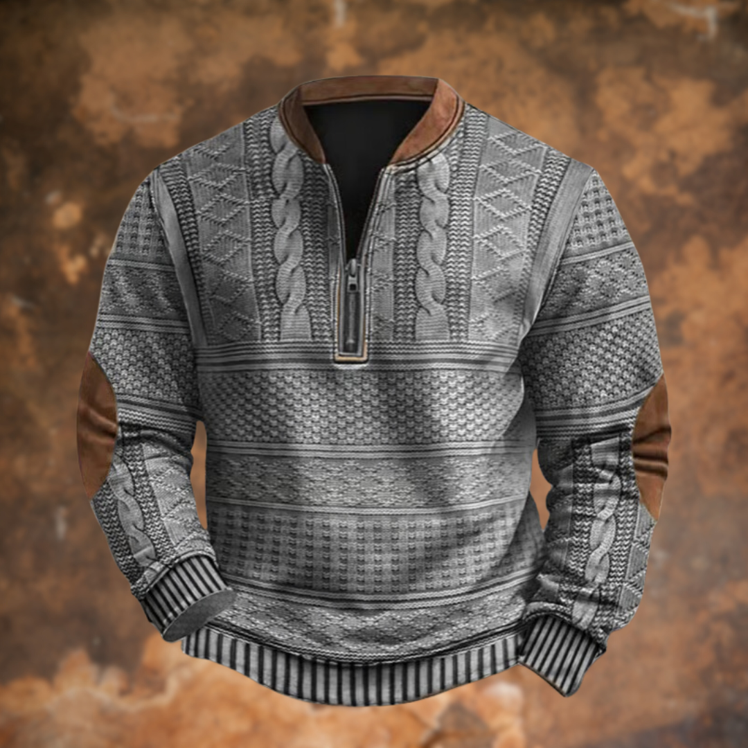 Men's Knit Quarter Zip Jumper Merino Wool Pullover Sweater