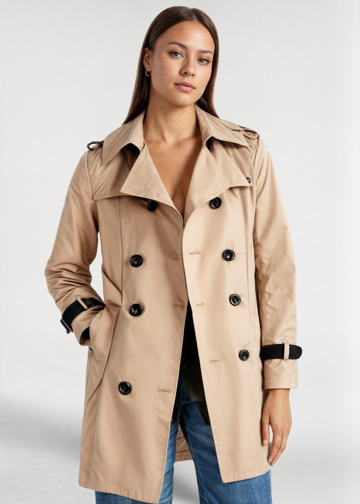 Women's Wool-Blend Double-Breasted Trench Coat