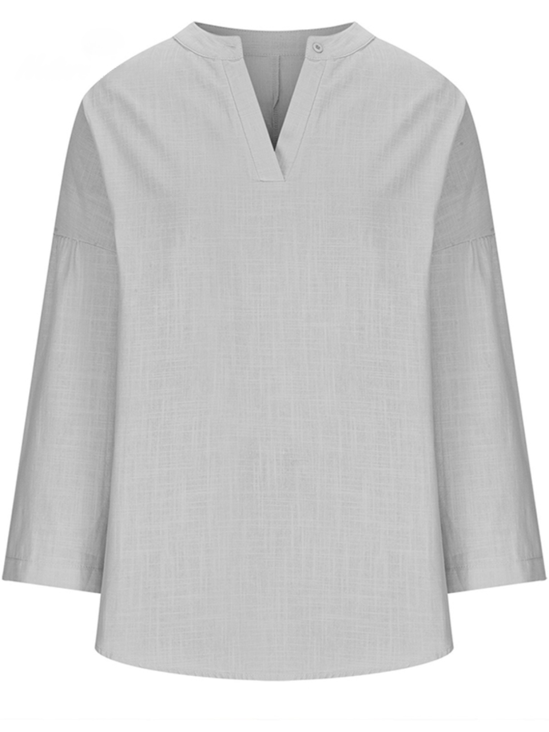 Linen V-Neck Women's Long Sleeve Tunic Blouse Tops