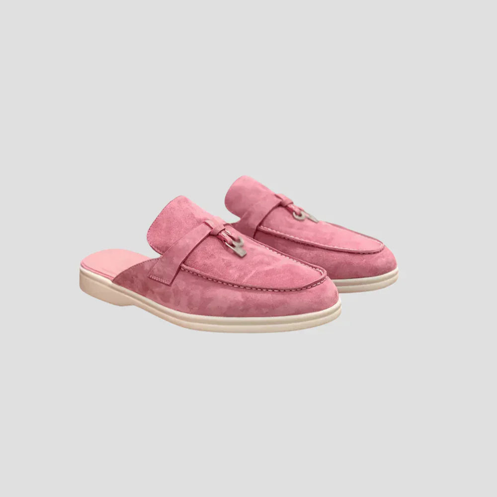 Men's Suede Leather Mules Closed Toe Buckle Slip On Loafers
