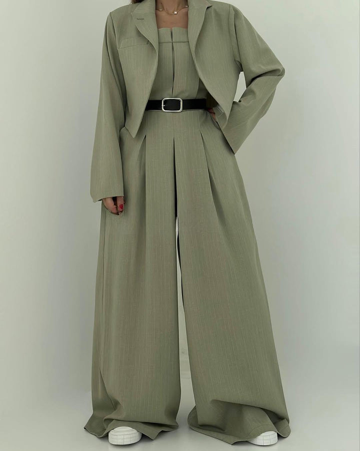 Women’s Knit Wide-Leg Jumpsuit & Blazer Set
