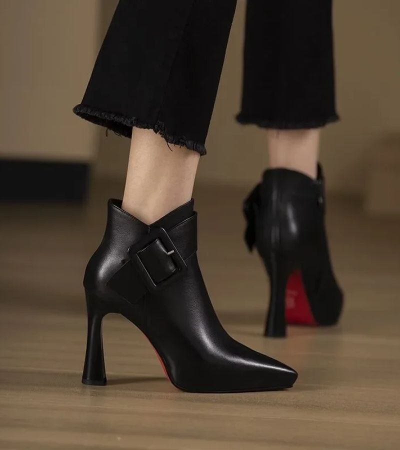 Women's Leather Ankle Boots High Heel