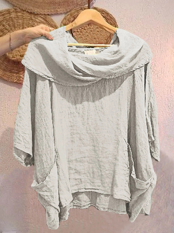 Women's Linen Knit Oversized Poncho Jumper Sweater