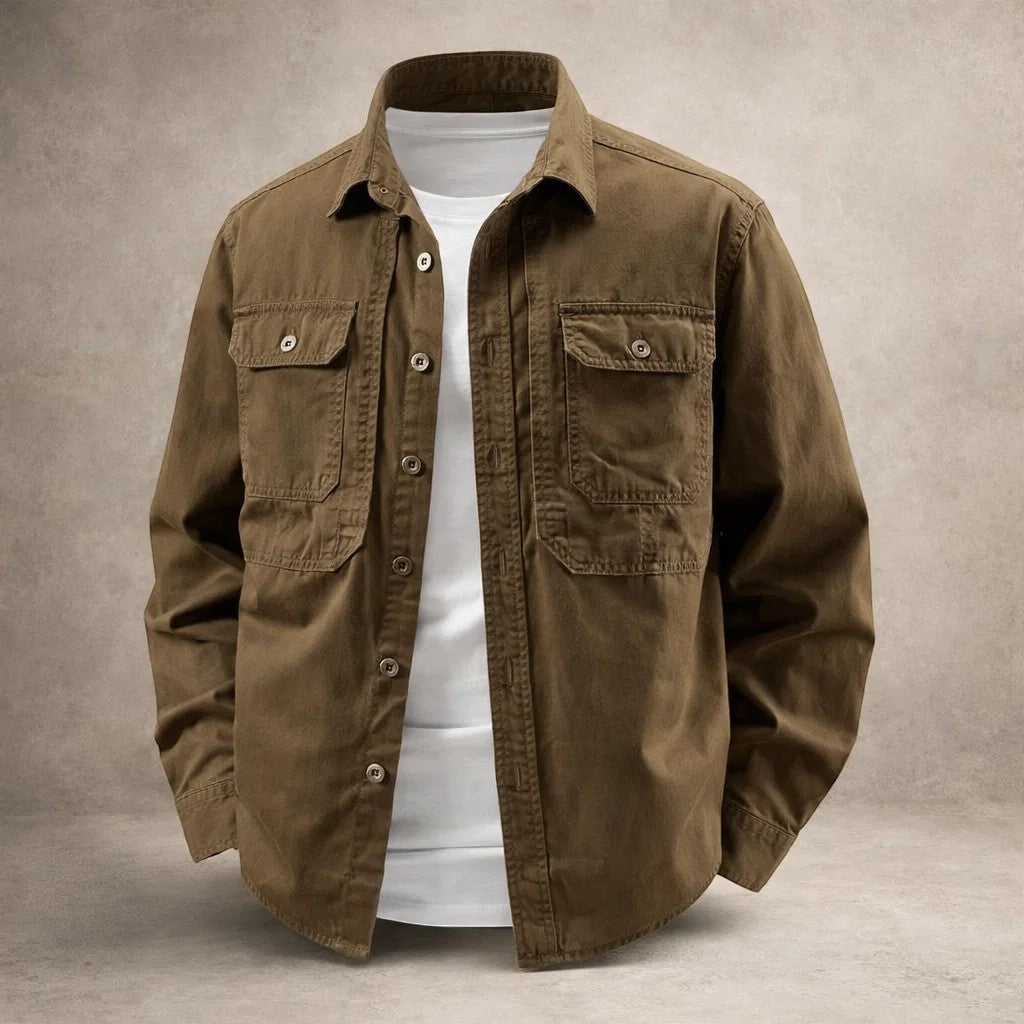 Men's Wool-Mix Button Up Overshirt Jacket