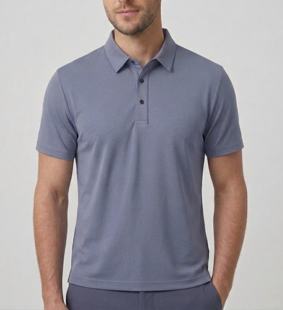 Men's Linen Blend Knit Polo Shirt Premium Short Sleeve Top