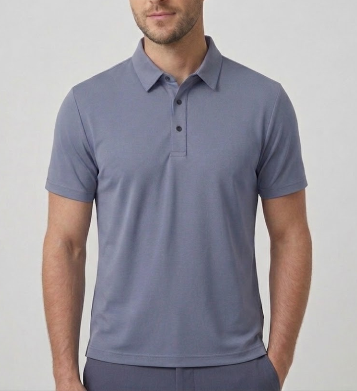 Men's Linen Blend Knit Polo Shirt Premium Short Sleeve Top