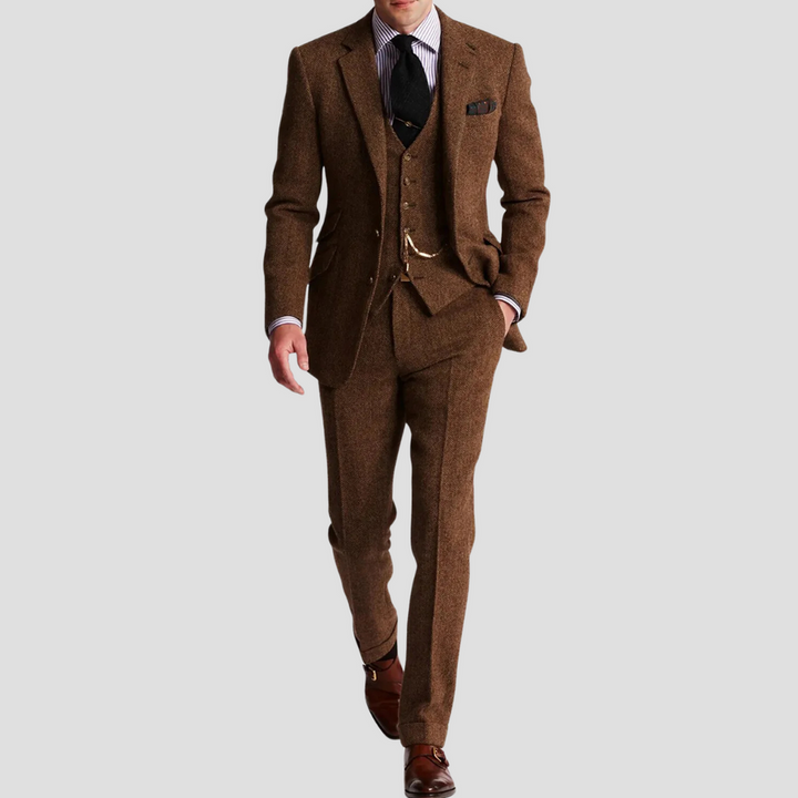 Men's Slim Fit Three-Piece Wool Suit