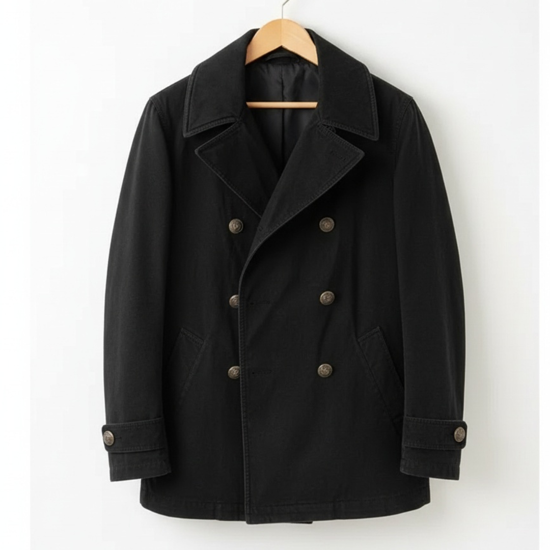 Caban classique pour homme en mélange de laine, à double boutonnage
