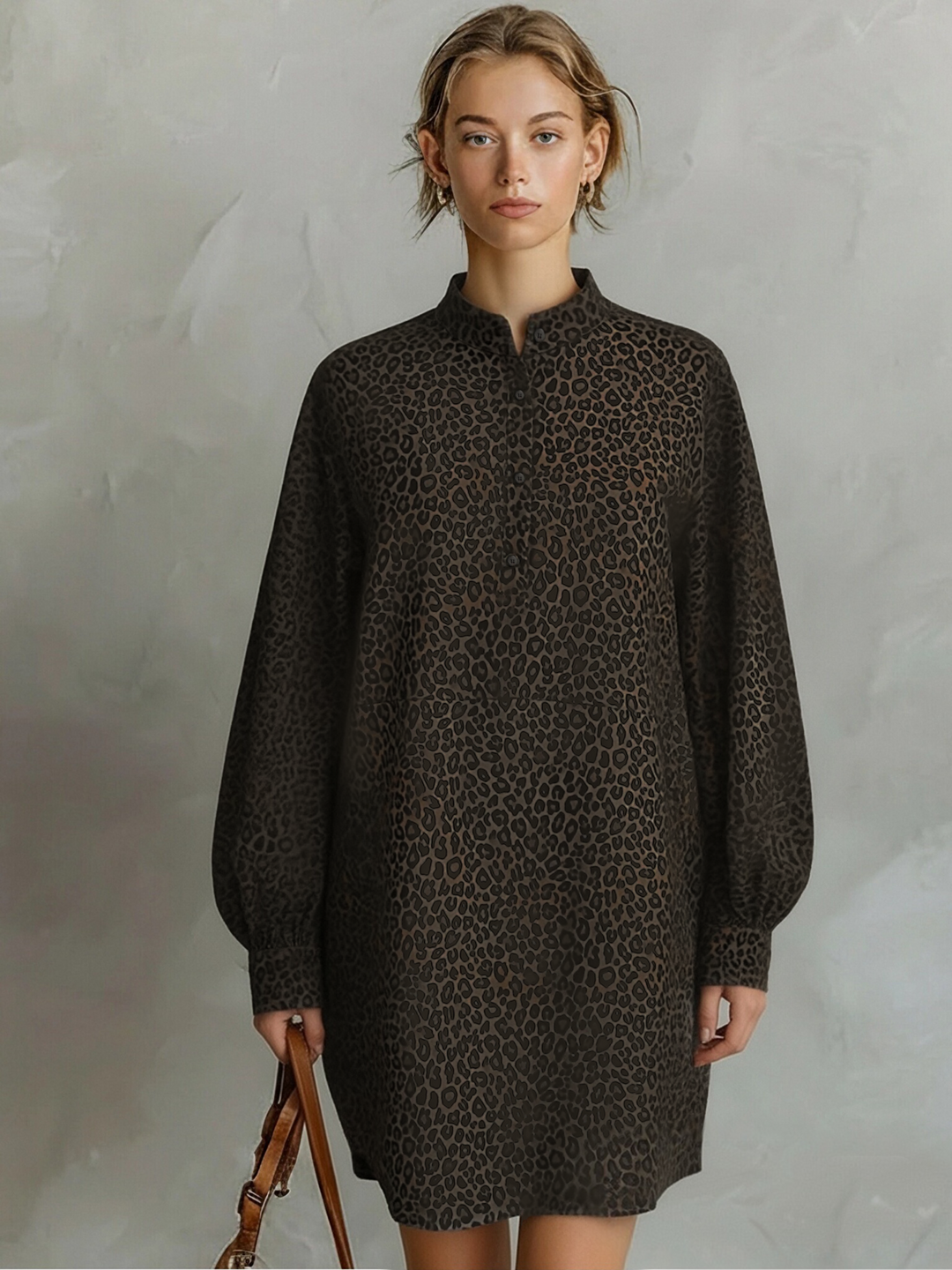 Women's Linen Blend Mini Shirt Dress Loose Long Sleeve Blouse Tunic