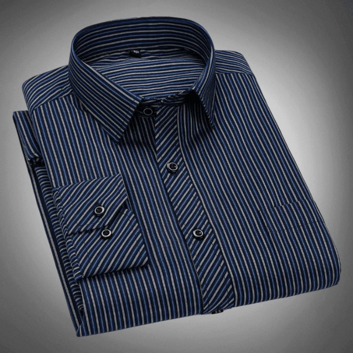 Men's Linen Long Sleeve Striped Dress Shirt