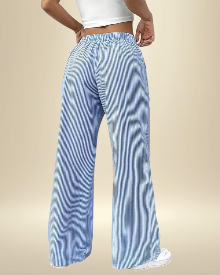Women’s Linen Blend Wide-Leg Drawstring Trousers