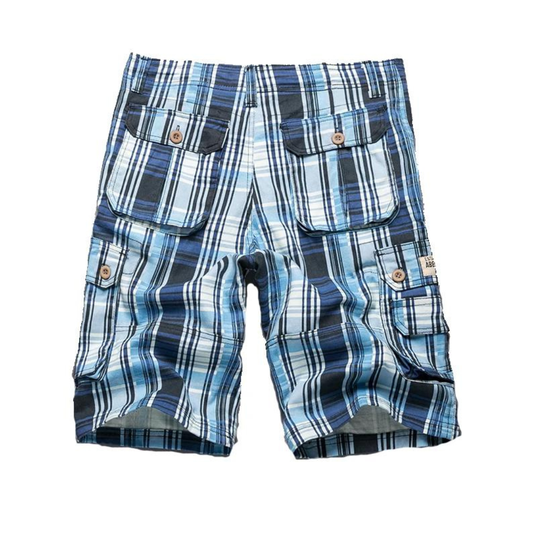 Men's Plaid Cargo Linen Casual Shorts