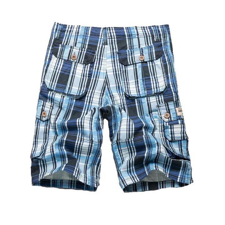 Men's Plaid Cargo Linen Casual Shorts