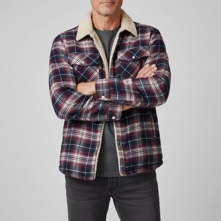 Men's Fleece Lined Plaid Flannel Heavyweight Shirt Jacket