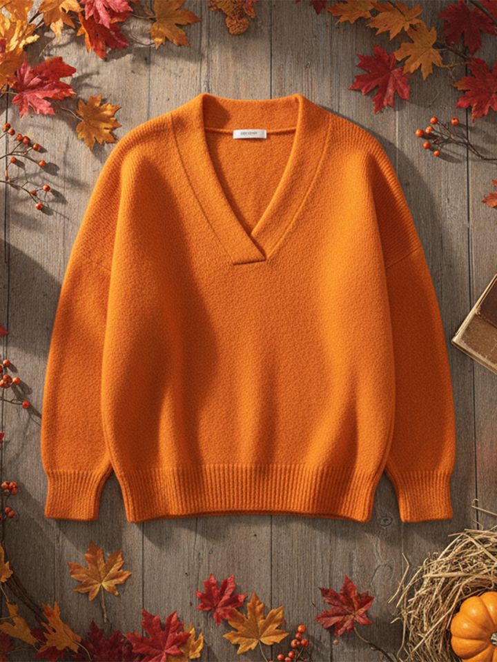 Women's V-Neck Long-Sleeve Knit Sweater