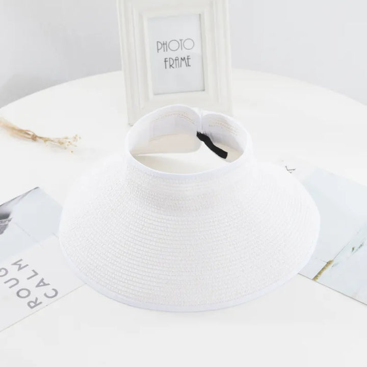 Women's Paper Straw Sun Visor Wide Brim Foldable Beach Hat