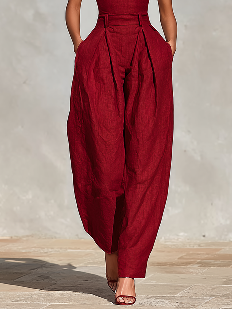 Women's Jumpsuit Sleeveless Wide Leg Linen Blend Romper