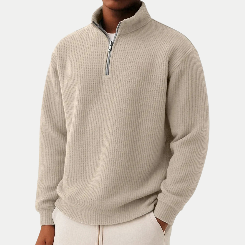 Men's Long Sleeve Half-Zip Knit Casual Pullover Sweater
