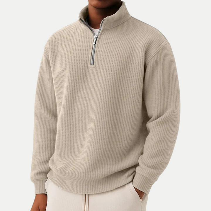 Men's Long Sleeve Half-Zip Knit Casual Pullover Sweater