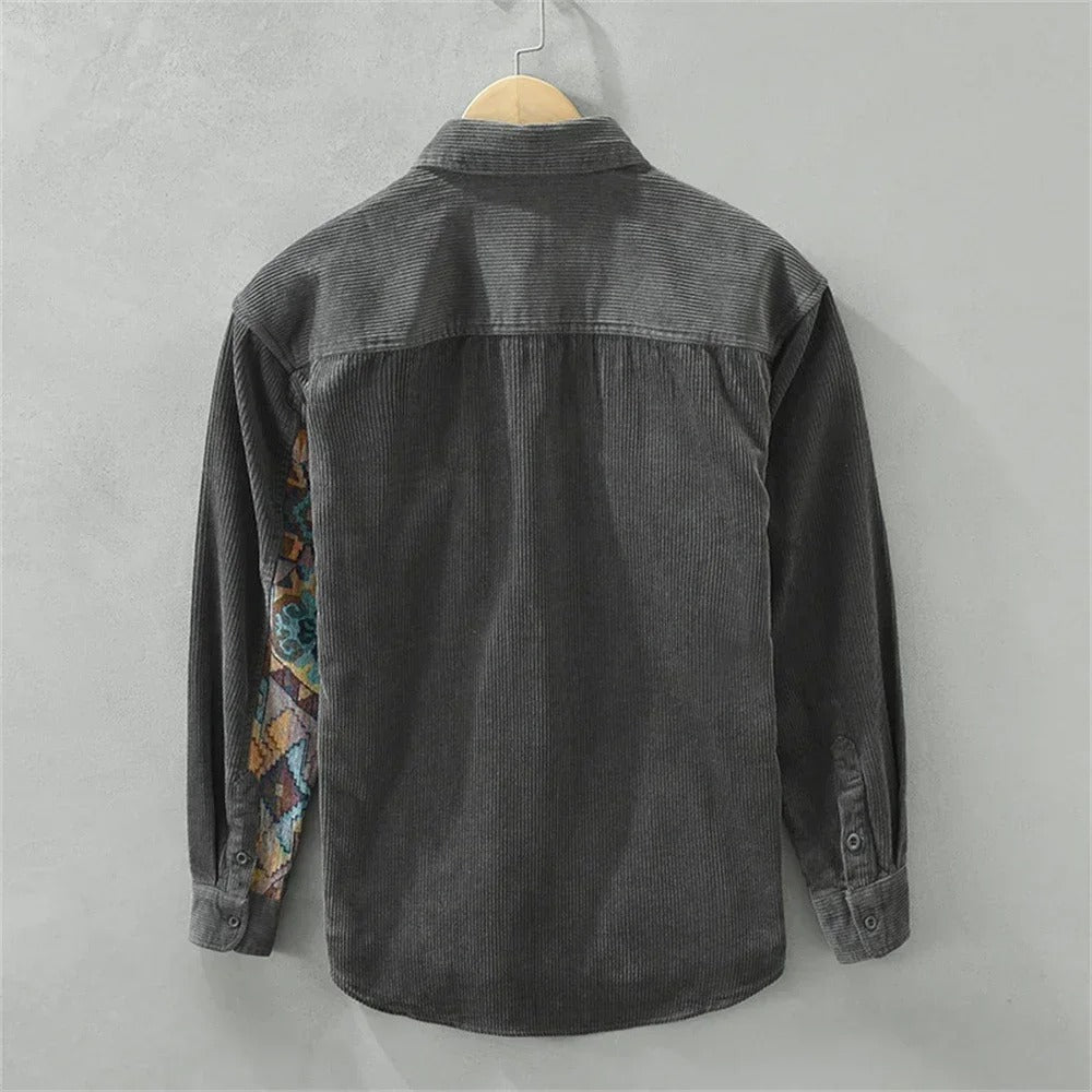 Men's Corduroy Patchwork Long-Sleeve Shacket
