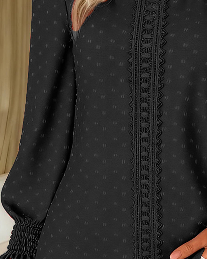Women's Linen Long-Sleeve Round Neck Blouse