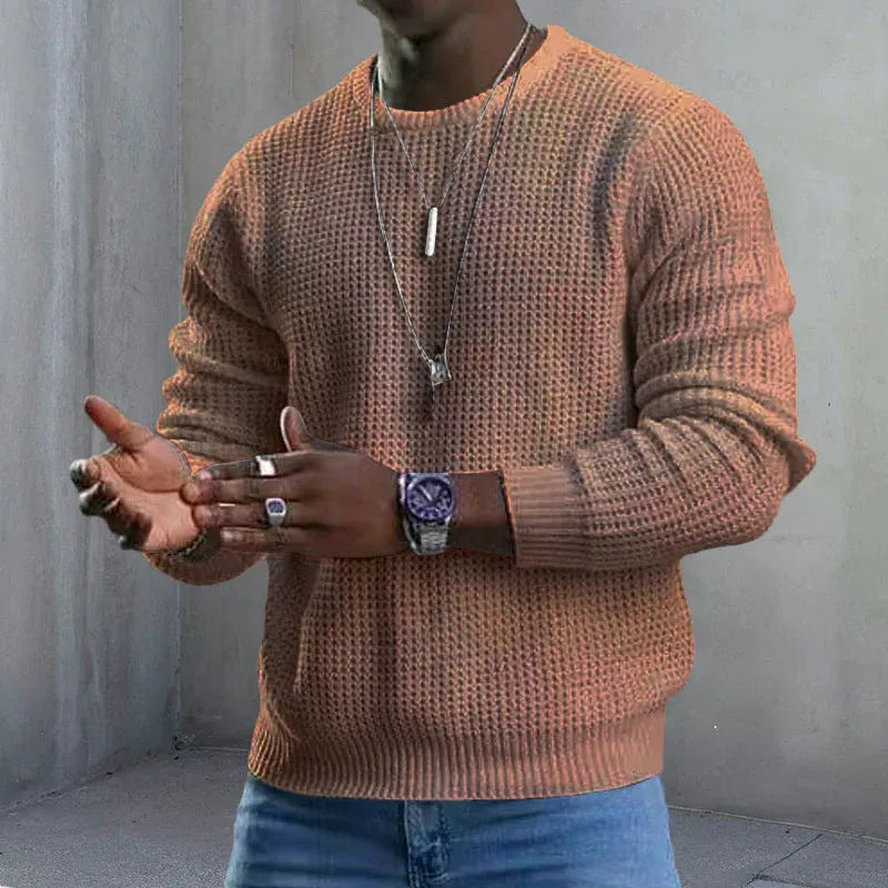 Men's Knit Crewneck Sweater Wool Long Sleeve Pullover