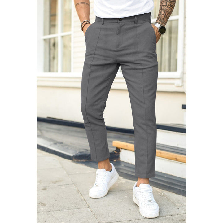 Men's Merino Wool Blend Slim Fit Tapered Dress Trousers