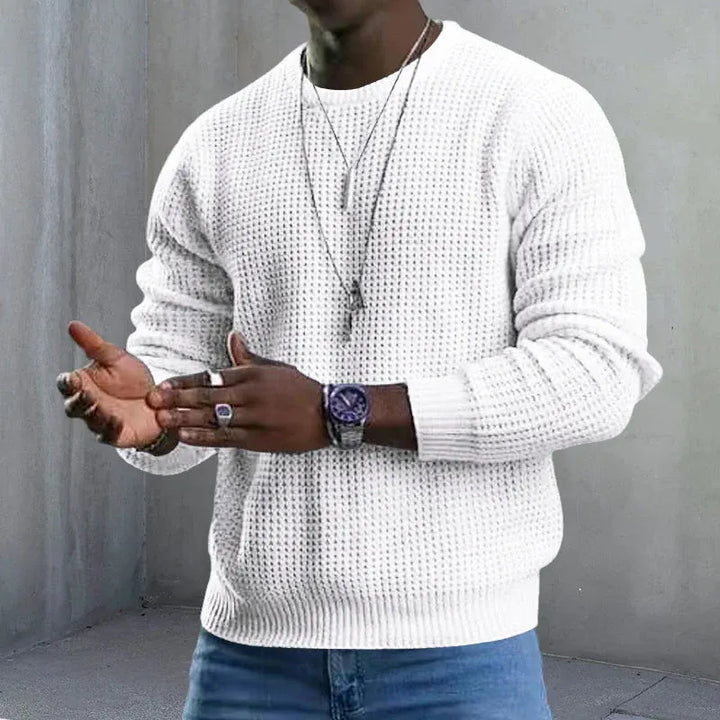 Men's Knit Crewneck Sweater Wool Long Sleeve Pullover