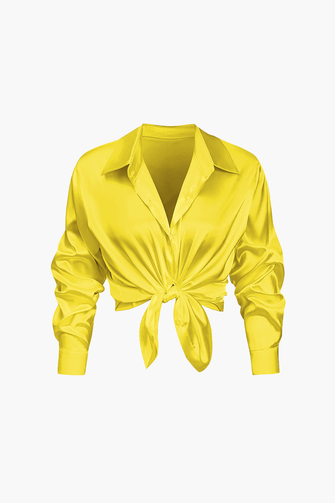 Women's Silk Satin Button Up Shirt Long Sleeve Blouse