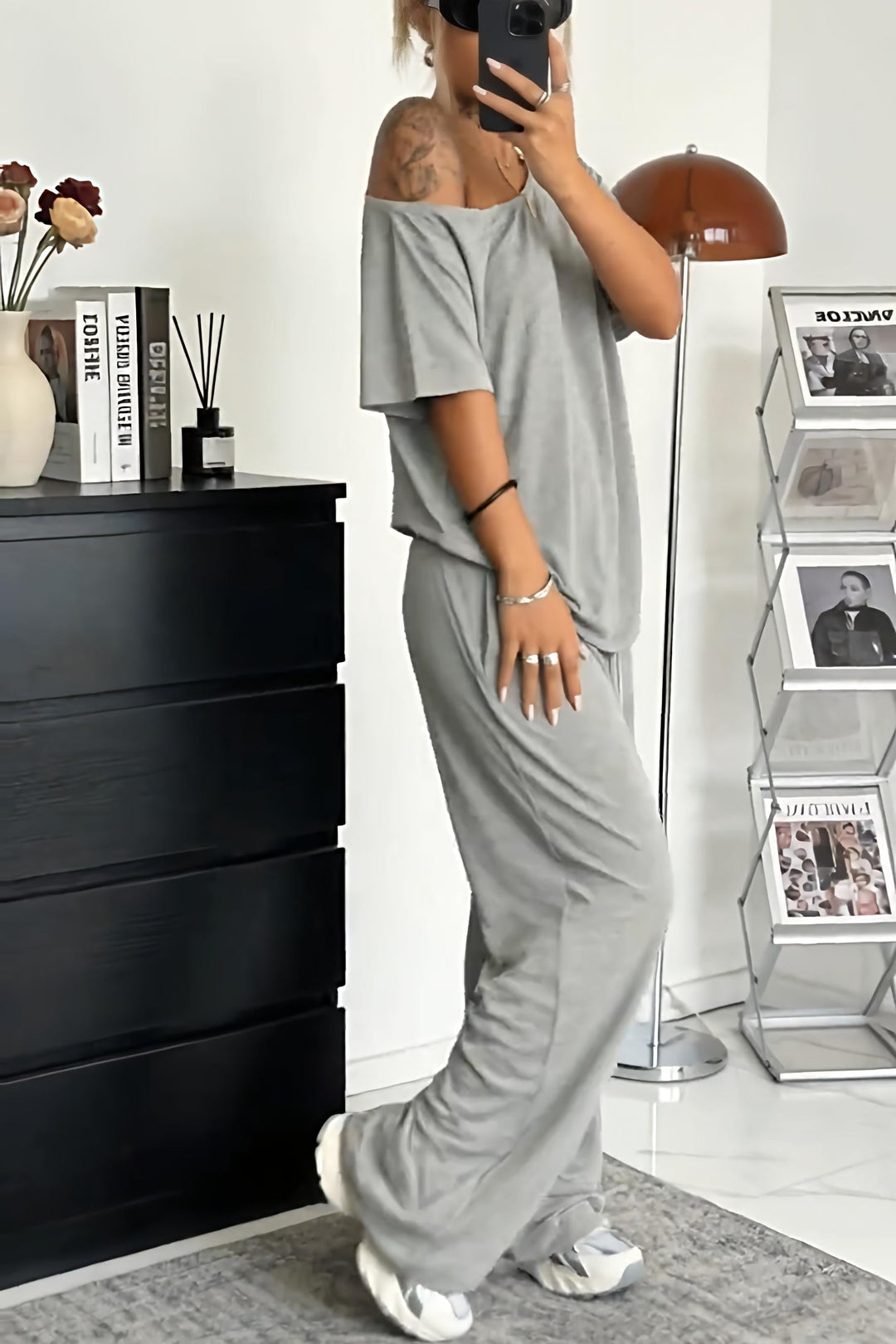 Women's Knit Wide Leg Tracksuit Top and Trousers Co-ord