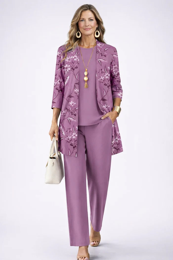 Women’s Linen Blend Cardigan & Wide-Leg Trouser Set