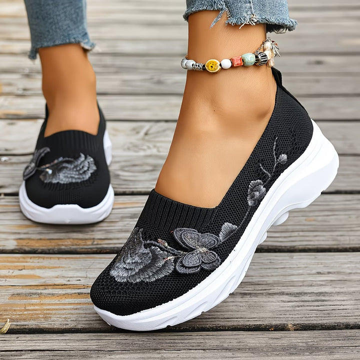Women Knit Slip On Trainers Loafers Walking Shoes
