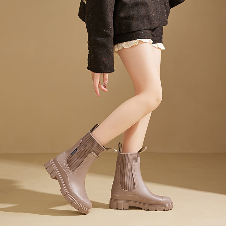 Women's Waterproof Rubber Wedge Chelsea Boots
