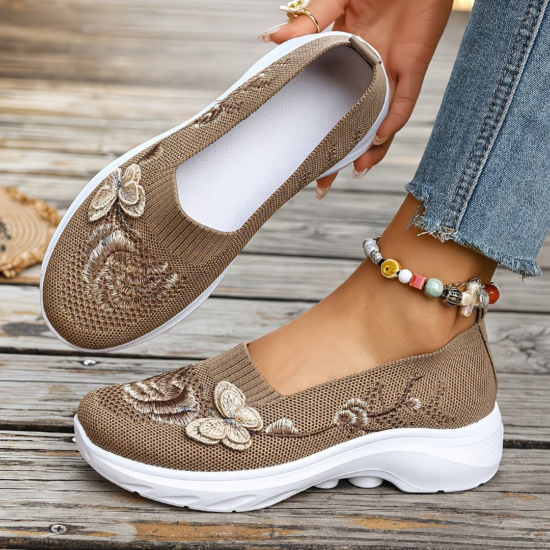 Women Knit Slip On Trainers Loafers Walking Shoes