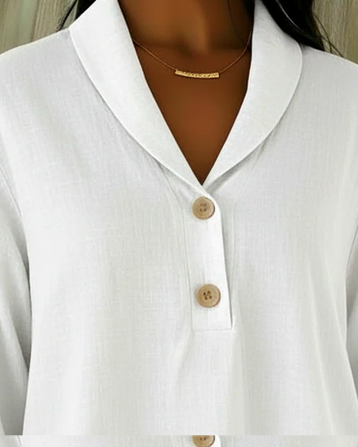 Women's Linen V-Neck 3/4-Sleeve Blouse