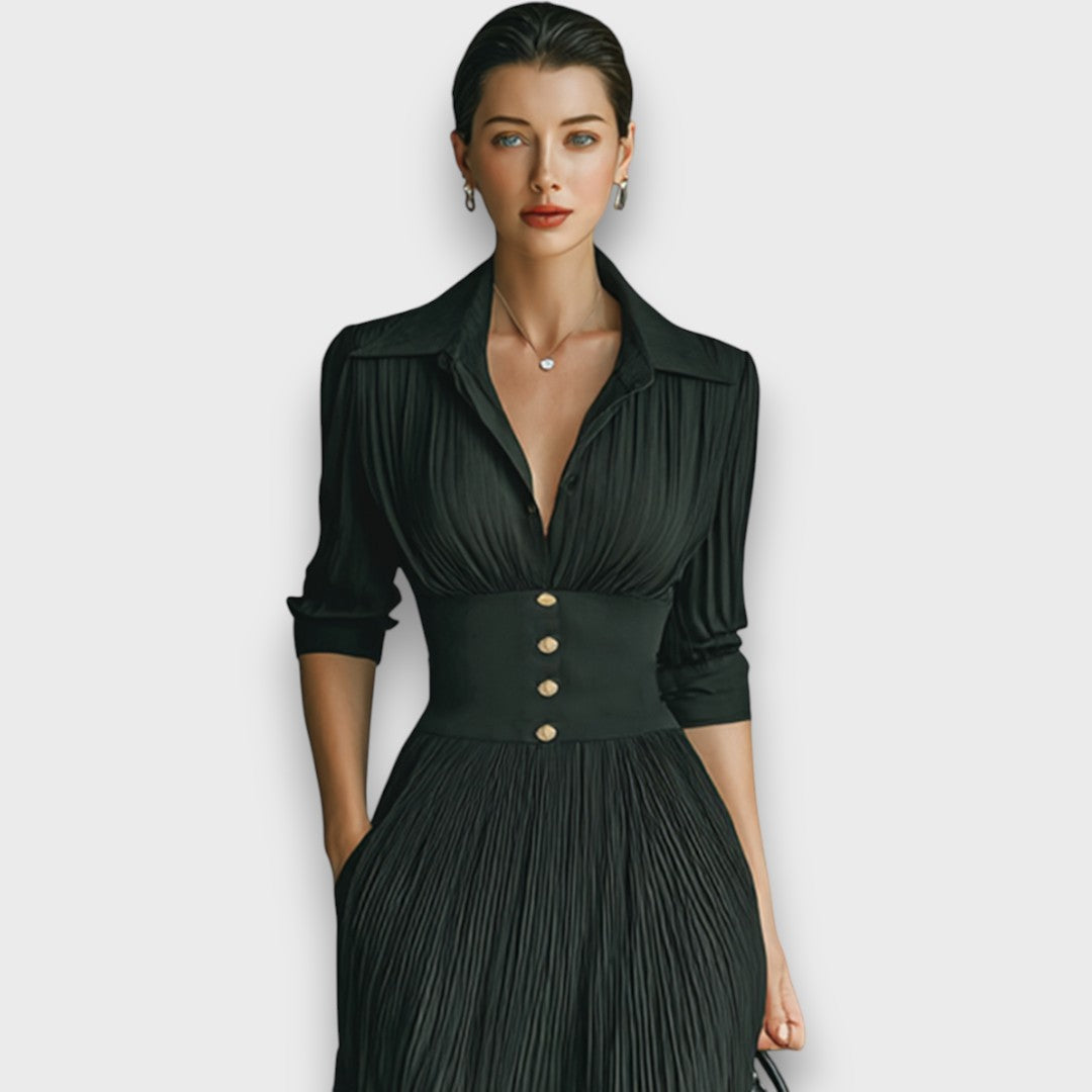 Women's Linen Pleated Maxi Dress