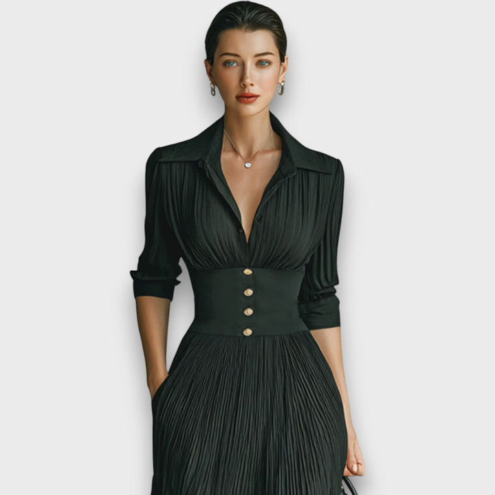 Women's Linen Pleated Maxi Dress